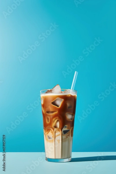 Fototapeta Eiskaffe mit Eiswürfeln