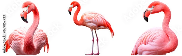 Fototapeta Set of flamingo, isolated on transparent background