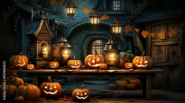 Fototapeta Halloween decorations. AI generation.