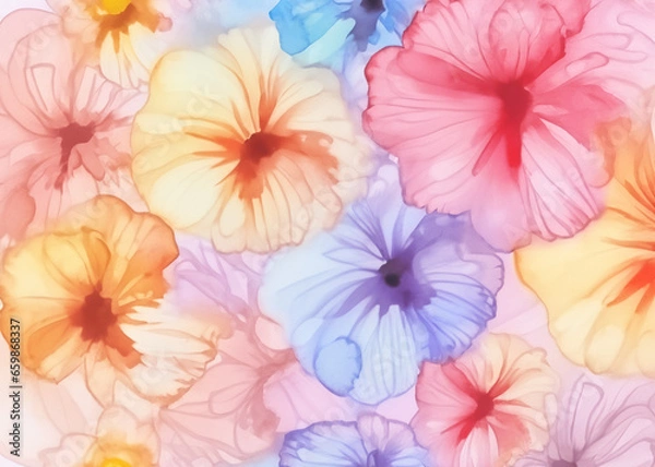 Fototapeta abstract water colour flower background in pastel colours created with generative ai technology