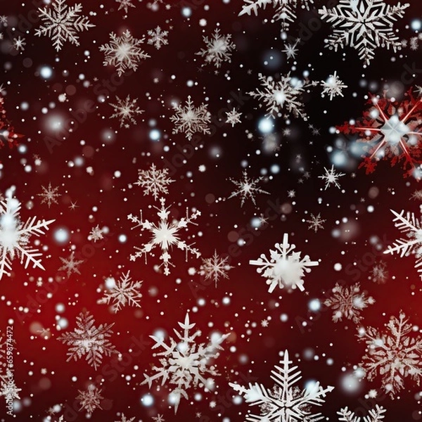 Fototapeta Snowflakes style seamless pattern. AI Generated.