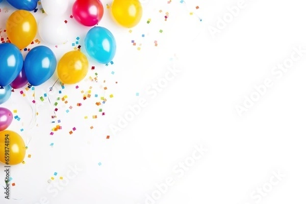 Obraz Vibrant background with balloons and confetti for festive occasions