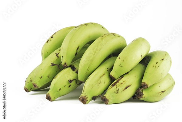 Obraz Bunch of green bananas on white background