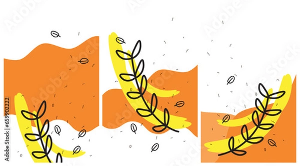 Fototapeta Abstract doodle art. Set of vector illustrations backgrounds
