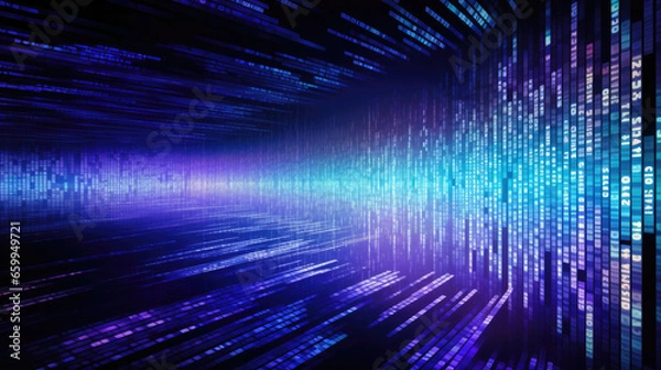 Fototapeta Futuristic binary code abstract background, showcasing digital elegance and technological innovation in a mesmerizing display