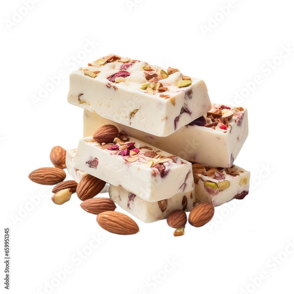 Fototapeta nougat isolated on a white background, ai generated