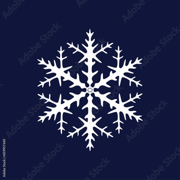 Obraz Snowflake white openwork symmetrical on a blue background one