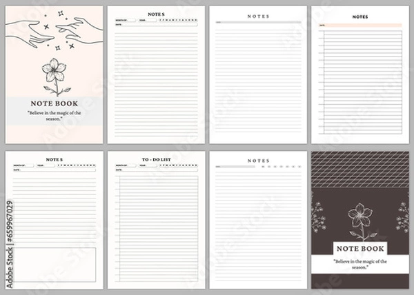Fototapeta Minimalist Note planner pages templates.