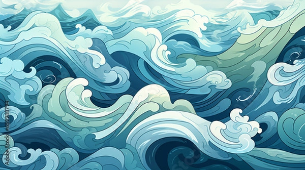 Fototapeta Sea life ocean pattern generative ai illustration