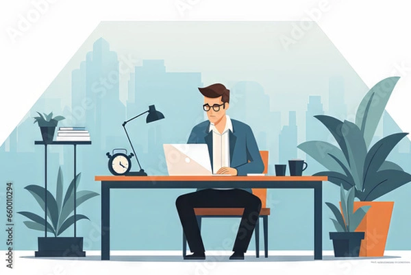 Obraz Man working from home