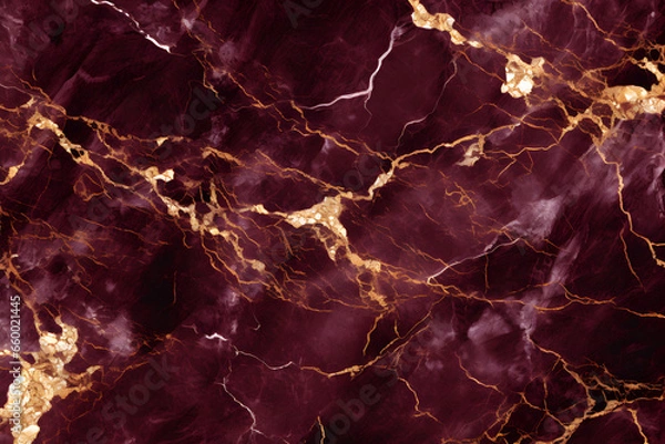 Fototapeta Marble granite dark pink and white with gold texture. Background wall surface seamless pattern graphic burgundy, cherry, ruby floor ceramic counter texture stone Generative AI