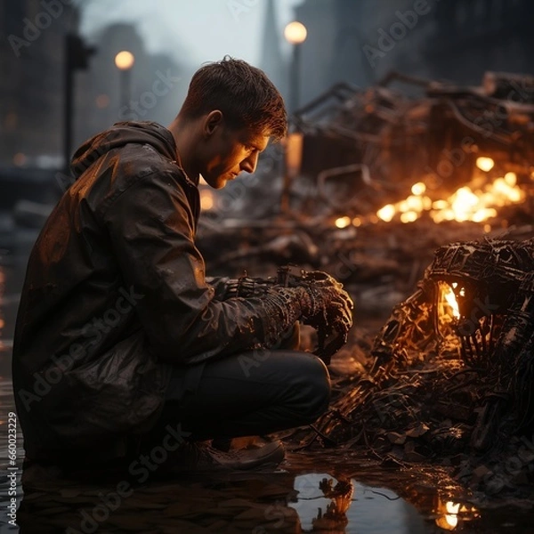 Obraz Fire is spread in the residential district