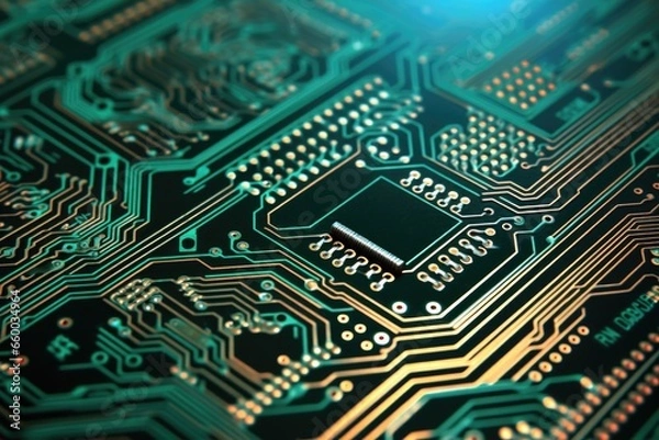 Obraz printed circuit board with binary code pathways