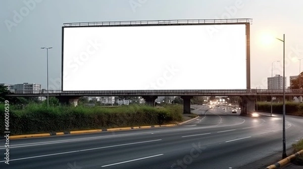 Obraz Advertising mock up blank billboard with copy space for your text content public information board billboard blank for outdoor advertising poster