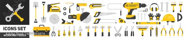 Obraz Set of working tools. Construction tools. Vector illustration	