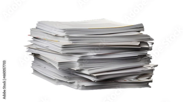 Fototapeta Stack Of Business Documents Papers. Isolated on Transparent background.