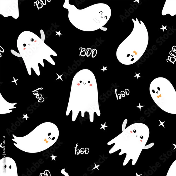 Fototapeta Halloween seamless pattern. Cartoon childish style