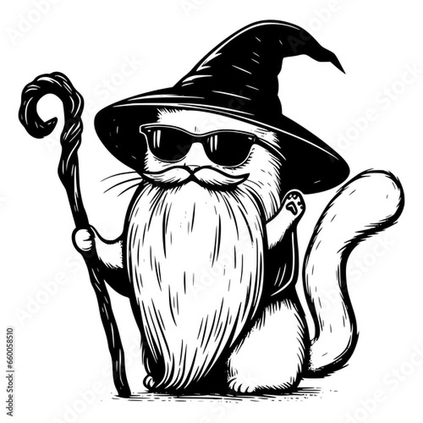 Fototapeta Magic cat cosplaying famous mage