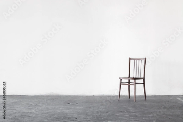 Obraz White wall texture with a chair