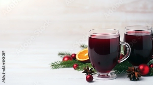 Obraz Delight in the holiday season with a glass of spiced wine. Experience the warm and comforting flavors of this festive tradition.