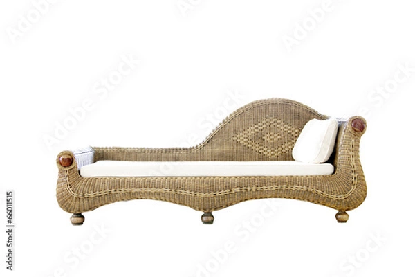 Fototapeta Rattan sofa on white background