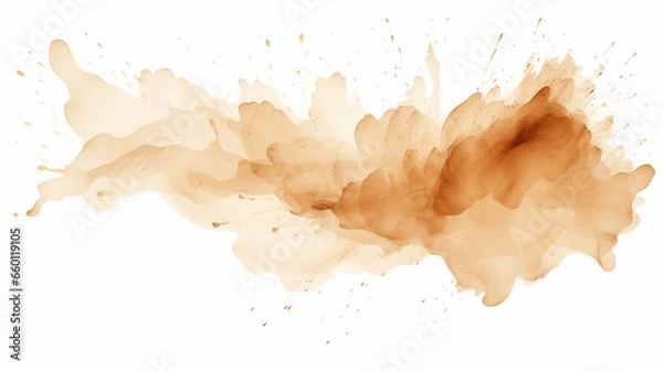 Fototapeta Beige watercolor paint splash on white background created with Generative Ai