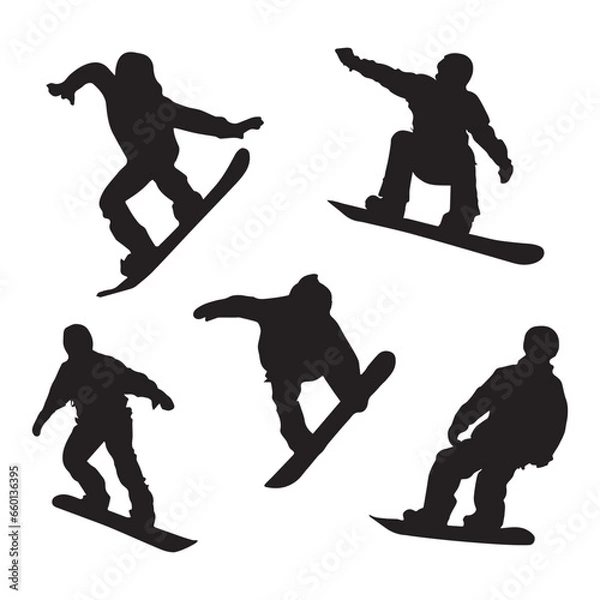 Obraz Snowboarding Silhouette Vector Illustration
