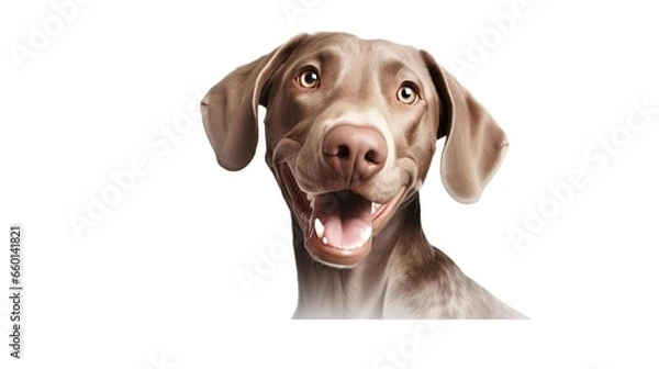 Fototapeta Cute playful doggy or pet is playing and looking hap
