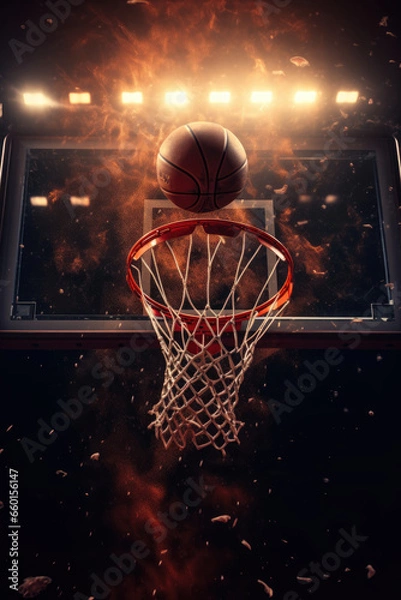 Obraz Scoring the winning points at a basketball game