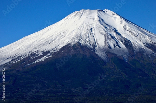 Fototapeta 道志山塊の平尾山山頂より　雪化粧した富士山
