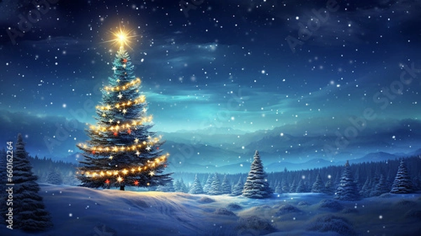 Obraz christmas tree in the night