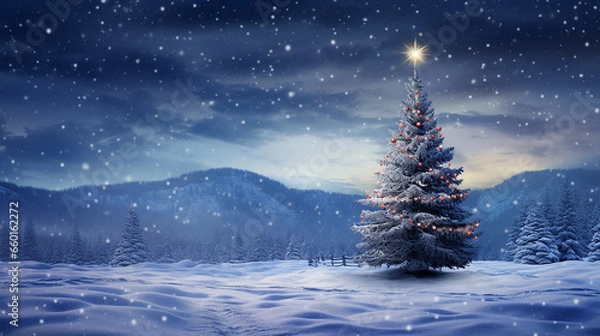 Obraz christmas tree with snow