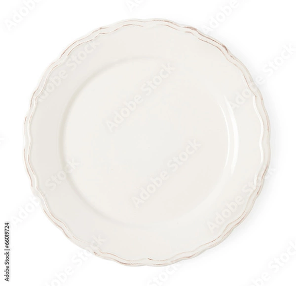 Obraz Vintage biała pusta talerz na białym tle