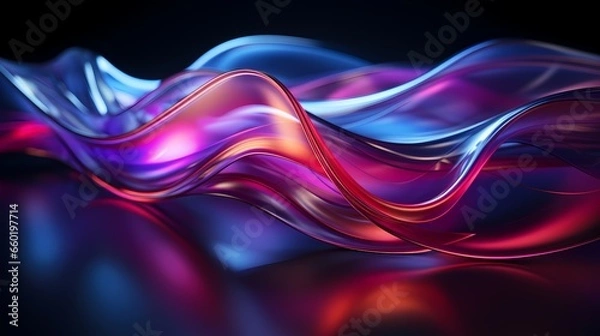 Obraz Abstract light waves created by refracting light through prismatic objects, emphasizing vibrant color gradients and smooth transitions - created by Generative AI