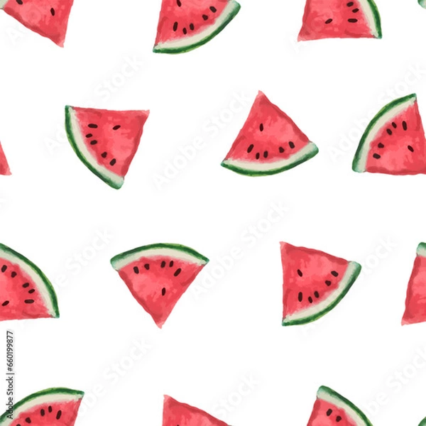 Fototapeta Seamless watermelons pattern on white background