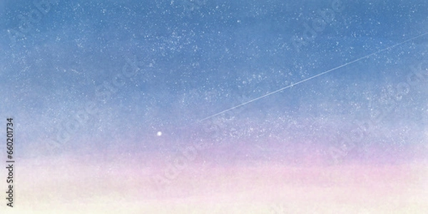 Obraz 夜空と流れ星の手書き風背景