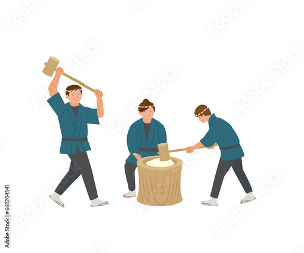 Obraz 日本のお正月　餅つき大会