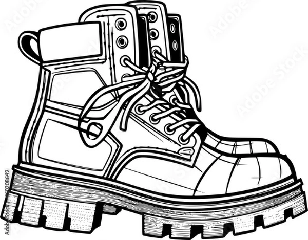 Fototapeta Outline of boot for coloring page