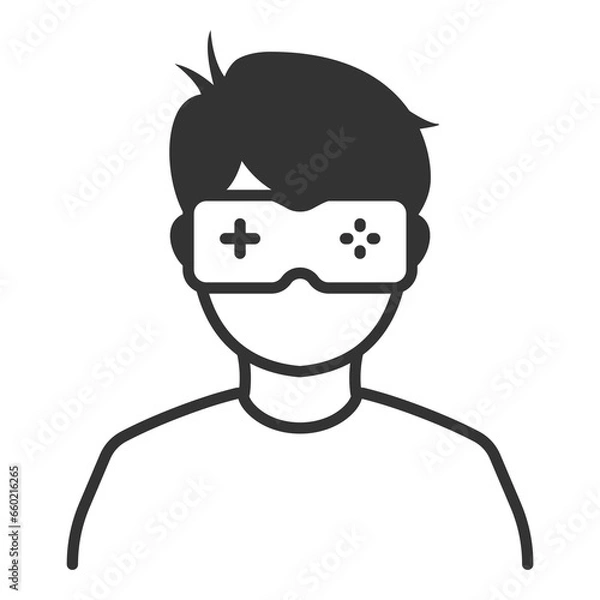 Fototapeta Vector illustration of gamer icon in dark color and transparent background(png).