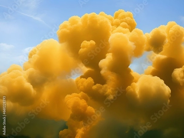 Obraz sky yellow smoke background, ai generated.