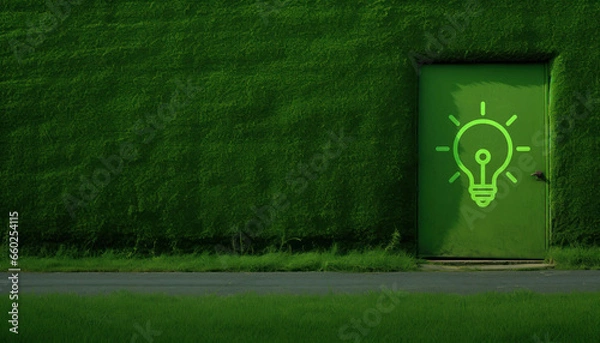Fototapeta Isolated door in green field, Somewhere behind the door, Searching for new idea, Go out into the wide world, Nature is waiting for you, Hope and Opportunity