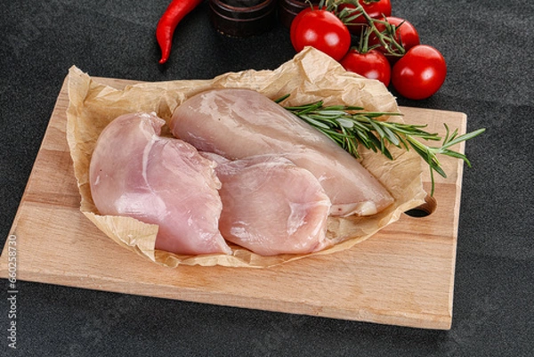 Fototapeta Raw chicken breast boneless for cooking