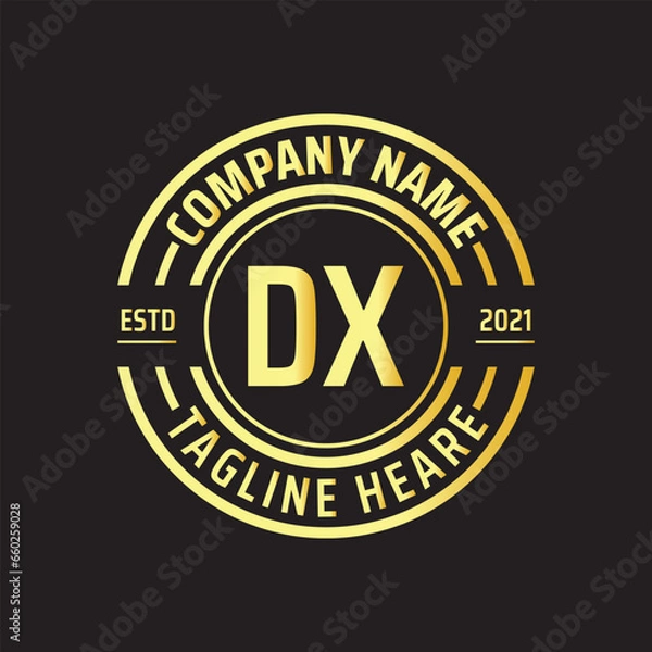 Obraz Professional simple Letter DX Circle Luxury Gold Color Vector Logo Template