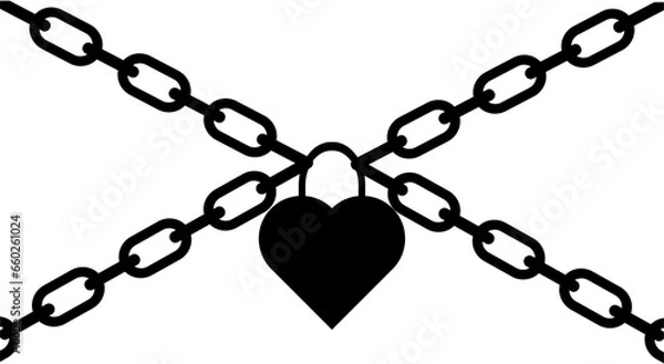 Fototapeta Heart and metal chain protection concept icon. Vector illustration on a white background.