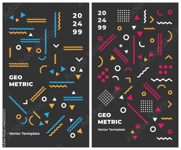 Fototapeta Geometric banner. Set of vector illustrations. Clean style backgrounds