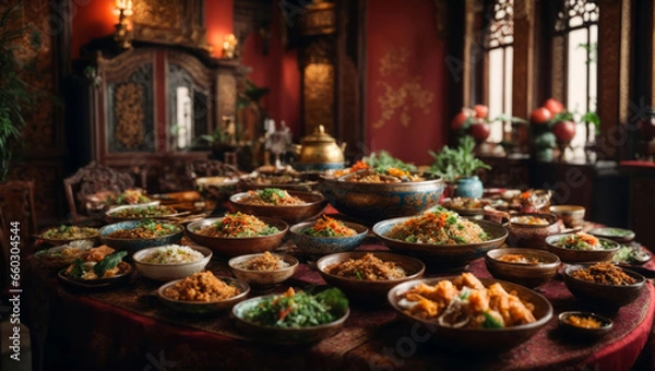 Fototapeta große Festtafel, gen ai