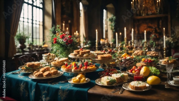 Fototapeta große Festtafel, gen ai