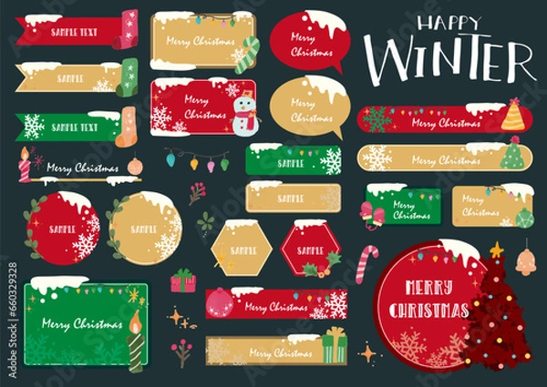 Obraz オシャレなクリスマスのベクターイラストセット