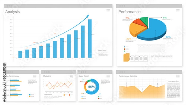 Fototapeta Analyzing chart  data colorful business screen digital display, Digital technology, Interface, Financial budget, Business planner diagram graphs financial analytics, Target goals success
