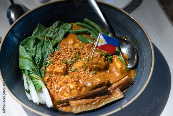 Fototapeta Kare-kare is a Philippine stew that features a thick savory peanut sauce.